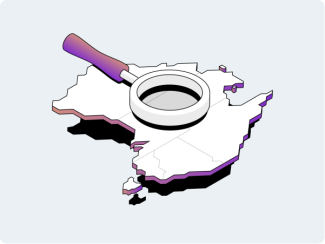 An illustration of Australia with a magnifying glass