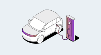 An illustration of an electric car charging
