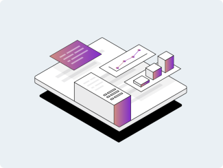 An illustration of charts and graphs coming off a page