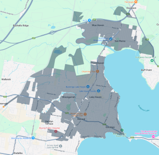 Map of Charmhaven trial area